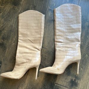 SCHUTZ Nude Crocodile Boots